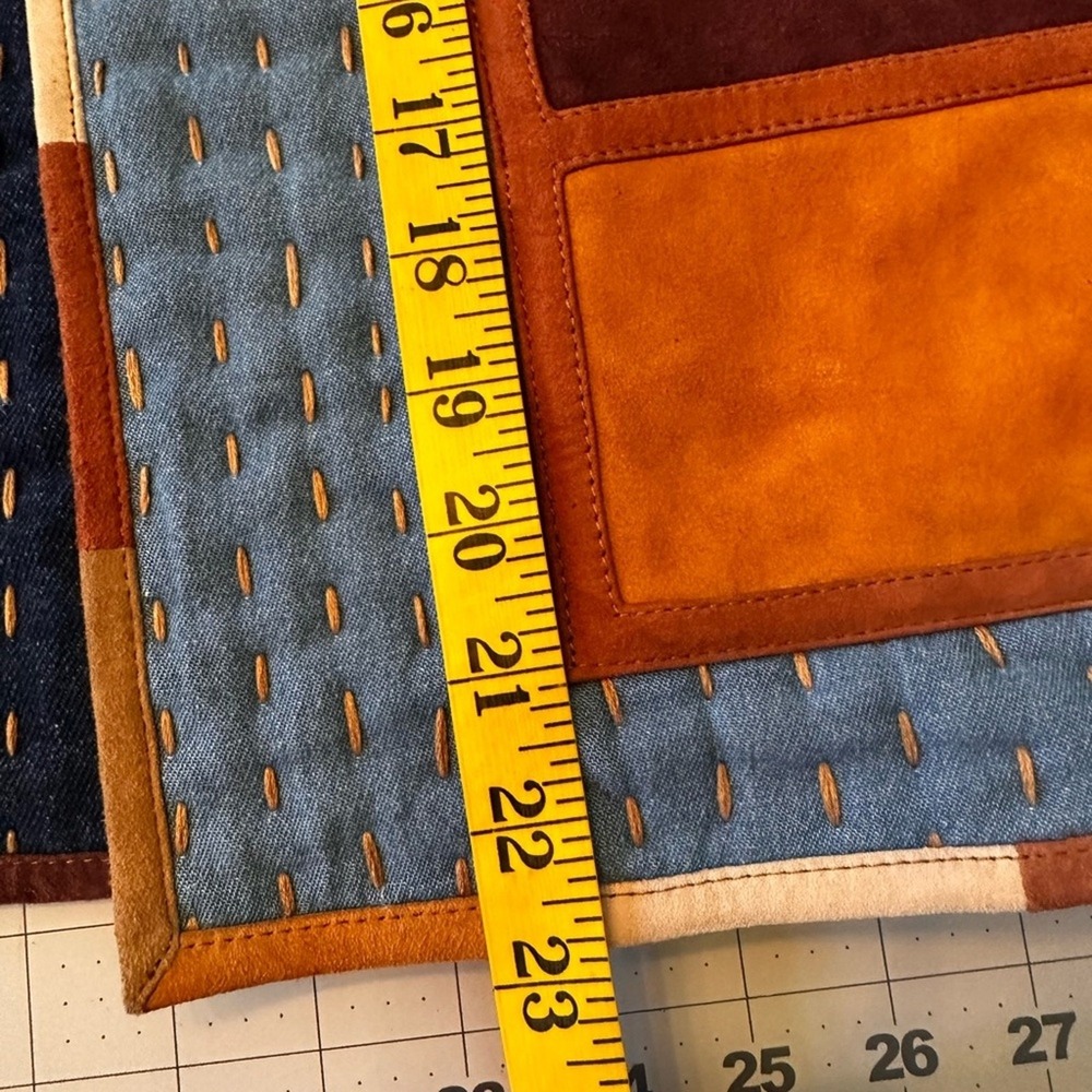 Sessun NWOT SZ Med Chiapello Denium Blue Quilted Vest leather trim‎ reversible - Picture 14 of 14